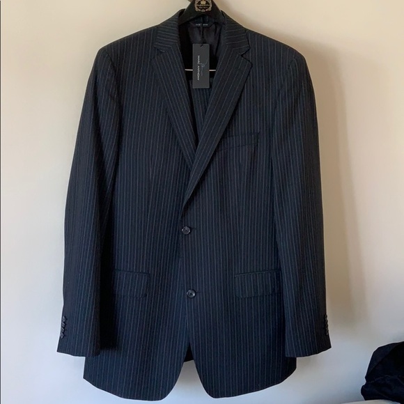MARC Anthony Black Suit Slim Fit 42L jacket 34/34 pants  pinstripe slim fit suit - Picture 1 of 8